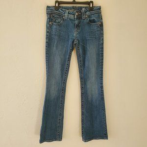 Miss Me Jeans Size 27 Medium Wash Denim Bootcut 5 Pockets Wings Bling Belt Loops